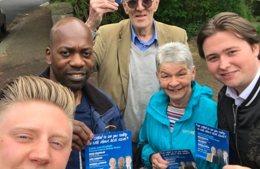 Mike Franklin and Supporters out Canvassing in Luton and Wayfield