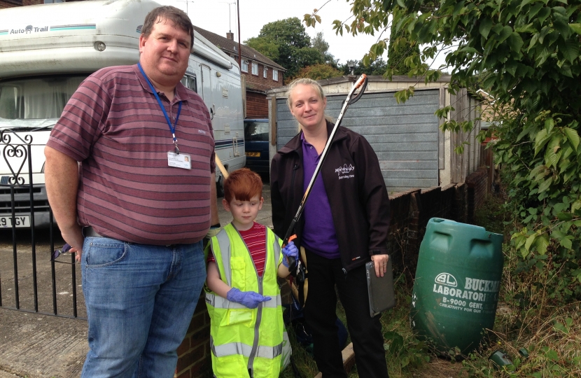 Mark Joy and his son Alexander joined Community wardens for a clear up