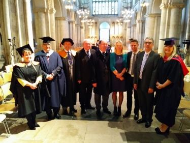 Councillors David Brake, Barry Kemp and Martin Potter with some of the University of Kent's Graduates
