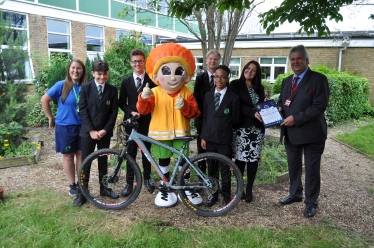 Councillor Filmer with the children of Greenacre academy and their bikes