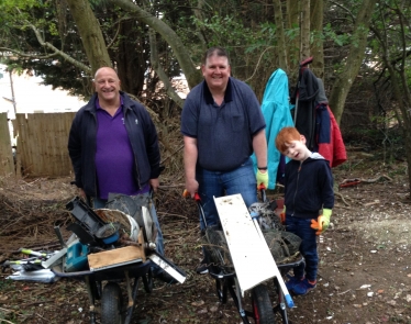 Councillor Joy and his son at the clean up