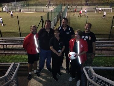 Councillor Mark Joy and the Team from Man Vs. Fat football league in Strood