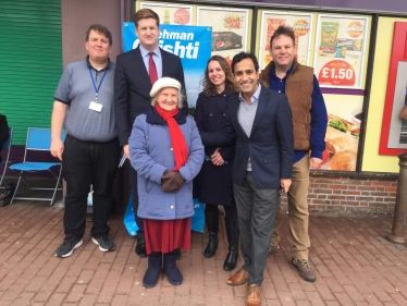 Councillor Mark Joy, Natalie Jarvis and Jim Gilbourne with Police & Crime Commissioner Matthew Scott & MP Rehman Chisti